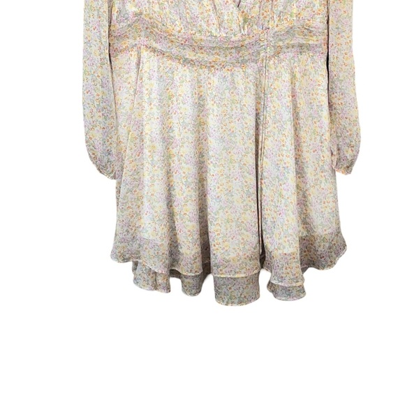 NEW Elodie Sheer Long Sleeve Ruffle Waist Mini Dress Sze XL Multi-color Floral - Picture 4 of 16